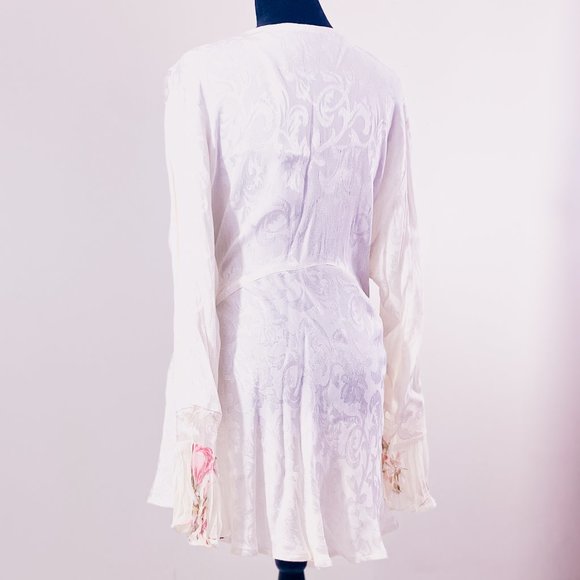 Womenโs Silk Boho Lace Kimono Romantic Rose Tunic Spencer Alexis Vintage Elegant - Picture 9 of 16